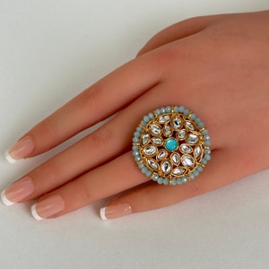 Gold plated Kundan Ring/Adjustable Ring/ Indian Ring/ Pakistani Jewelry/ Indian Jewelry/ Bollywood Jewelry/ Indian Wedding Jewelry
