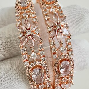 Rose Gold ,Silver American Diamond CZ Bangles 2pcs/Bracelet/Indian Party Wear Bangles/ CZ stone bangles/Indian wedding/bridal jewelry