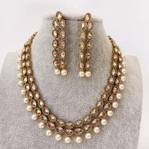Polki kundan necklace indian jewelry pakistani jewelry kundan necklace set indian wedding jewelry bridal necklace set statement jewelry