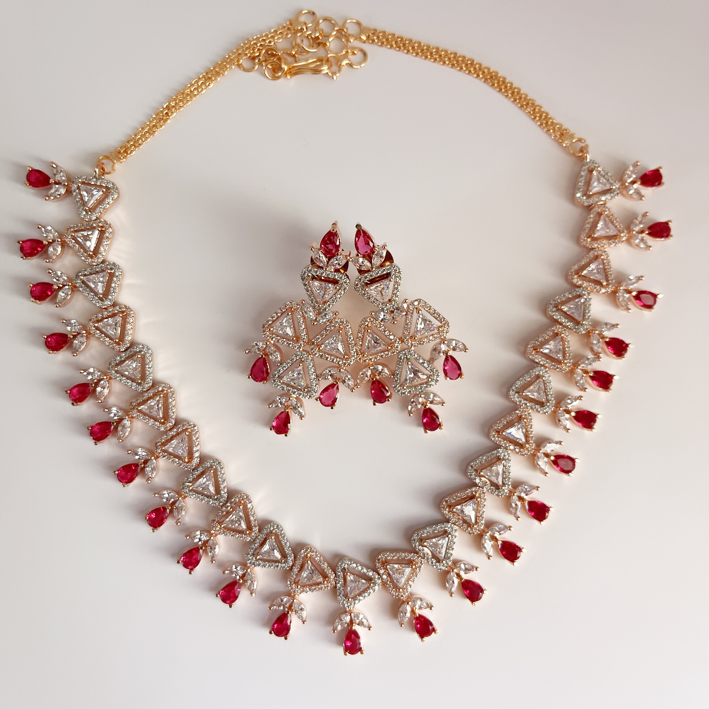 Diamond Necklace Set american Diamond cz Stones Necklace Set elegant Jewelry unique Jewelry indian Jewelry pakistani bollywood Jewelry Etsy India