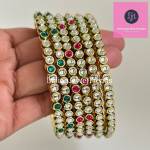 Bollywood Style Kundan Armreifen 2stk, indisch pakistanische Hochzeit Schmuck, Gold Kundan Armreifen
