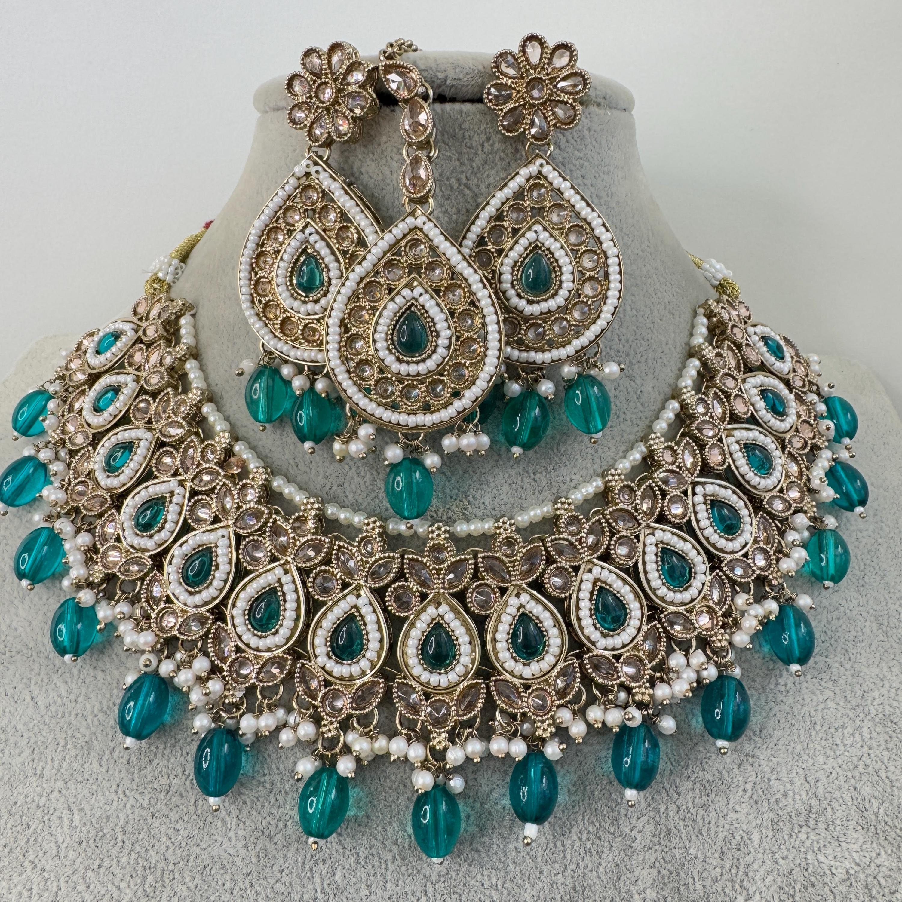 Rama Green Zinc Color Antique Polki Kundan Necklace/indian Jewelry