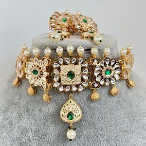 Premium quality gold plated silver foiled Kundan necklace/Traditional/Ethnic/Kundan Jewelry/Multi color Kundan Choker/Indian Bridal/wedding