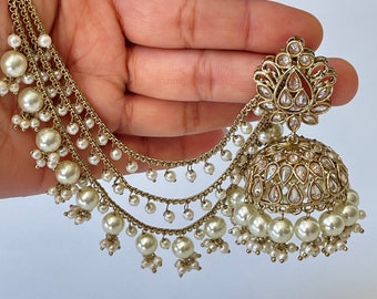 Réapprovisionnement en perles de bahubali polki jhumka/pierre jhumka/bijoux indiens/pakistanais/pendjabi/indien/boucle d'oreille de déclaration/boucle d'oreille de mariée/mariage indien