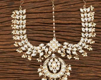 Kundan Head Band/Sheesh Phool /Indian Bridal Matha Patti/Sheesh patti/Matha phool/Kundan Indian Jewelry/Indian Bridal/Pakistani 12 Inches