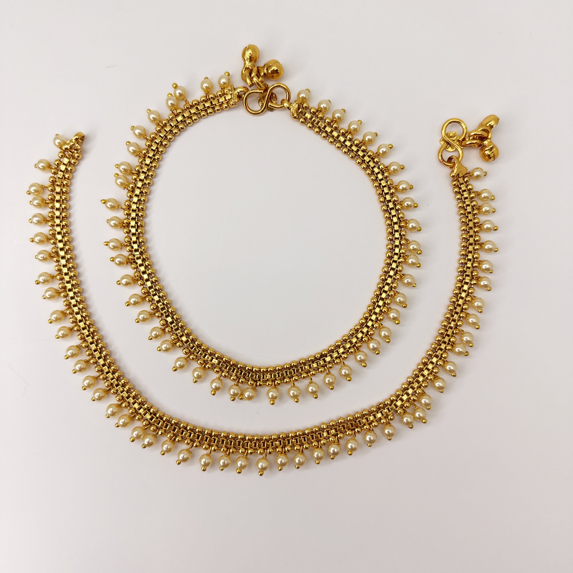 Buy Gold Plated Anklet Pair payal moti Payal jhanjran panjeb pajeb