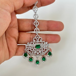 Cz diamond Maang tikka/ Kundan Tikka/ Indian Jewelry/ Indian Wedding Jewelry/ Pakistani Jewelry/ Jhoomer/ Matha patti/ forehead jewelry