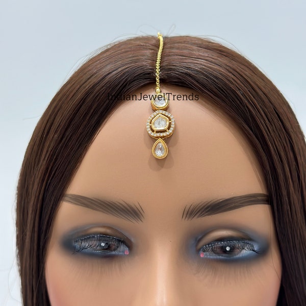 Danity Maang tikka/ Kundan Tikka/ Indian Jewelry/ Indian Wedding Jewelry/ Pakistani Jewelry/ Jhoomer/ Matha patti/ Indian forehead jewelry