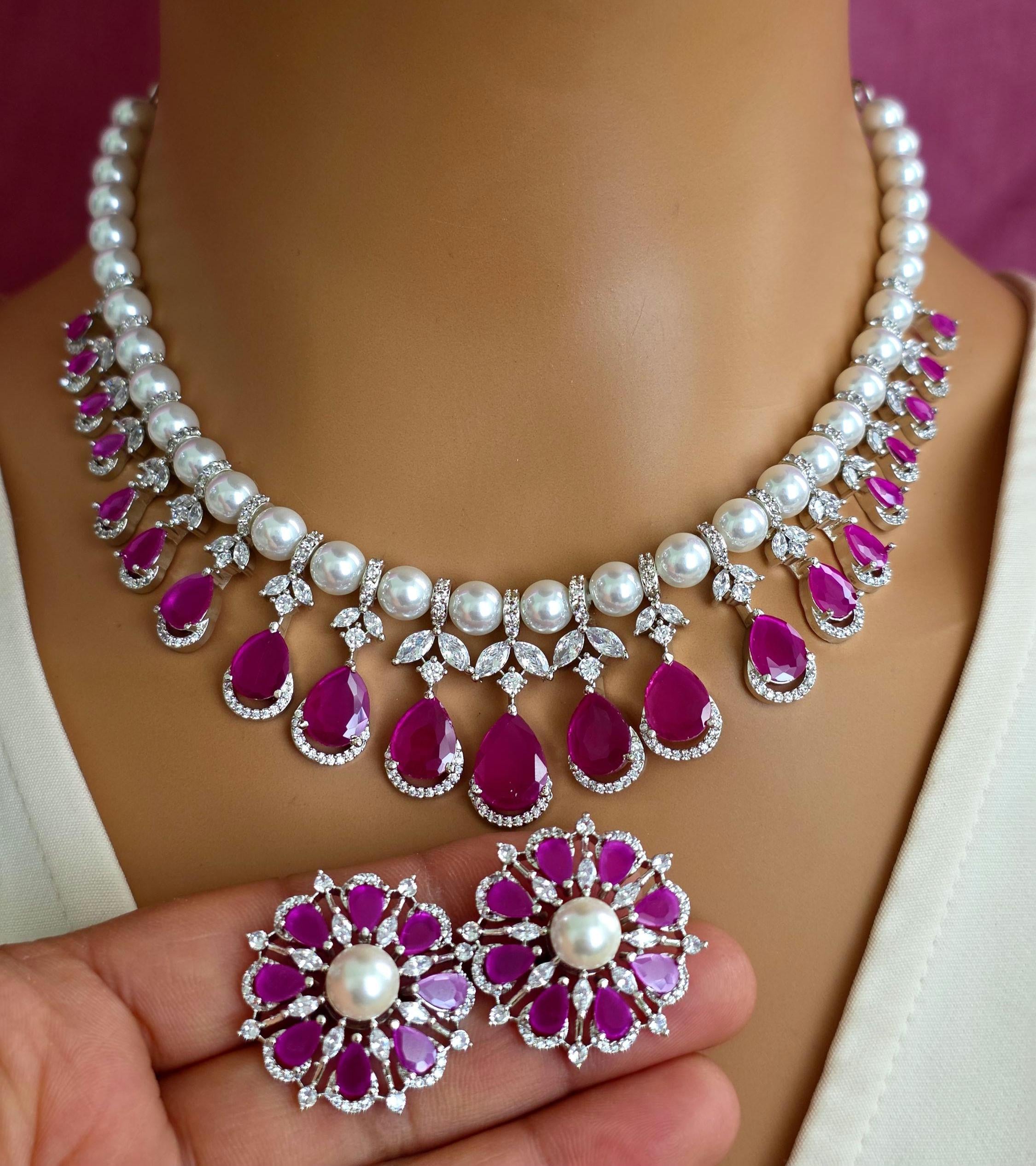Ratnavali Jewels CZ Zirconia tono argento diamante bianco elegante bollywood indiana braccialetti gioielli donne matrimonio sposa (2.6