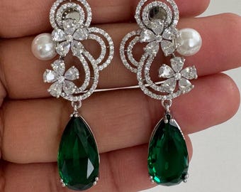 American Diamond Earrings/indian Jewelry/pakistani Jewelry