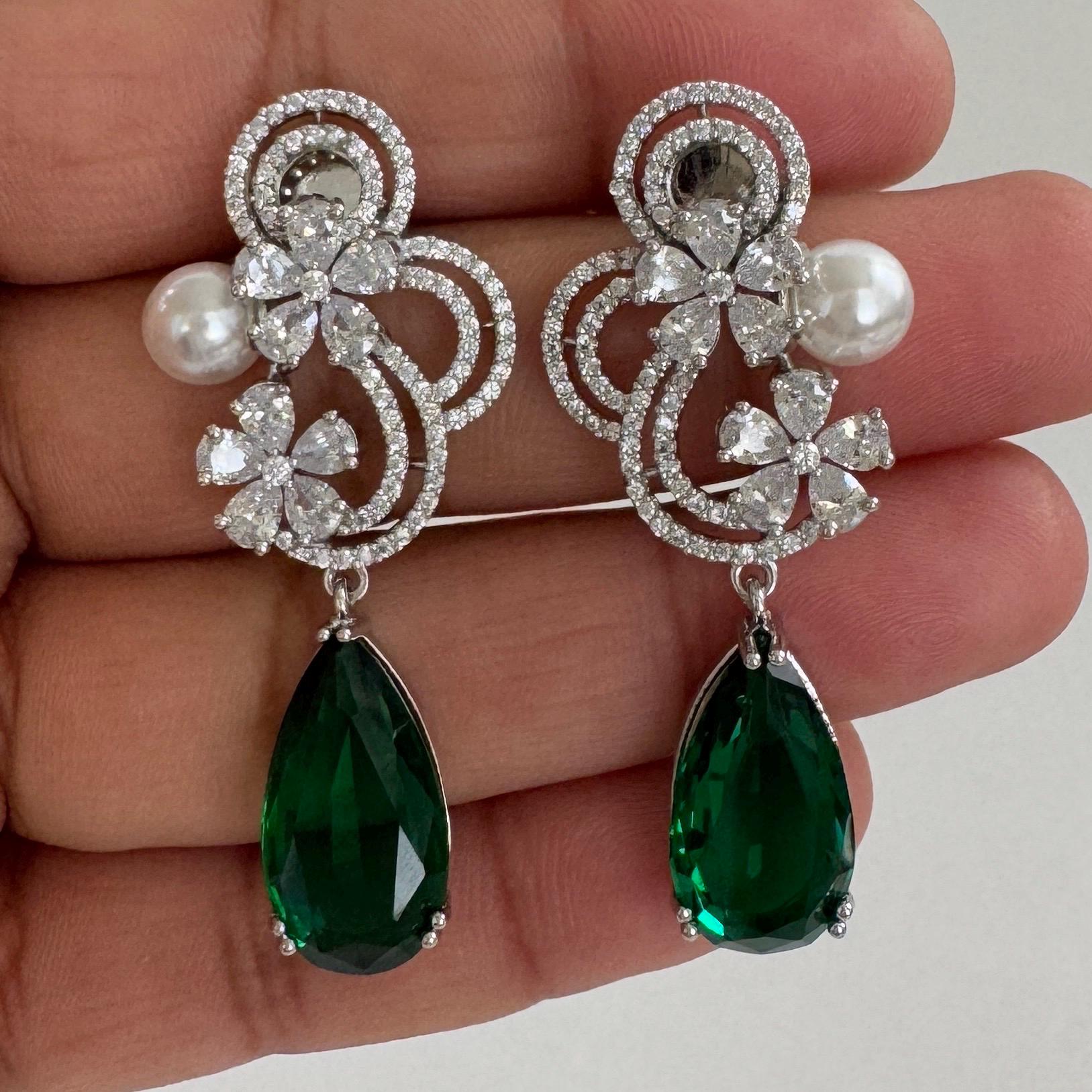 American Diamond Earrings/indian Jewelry/pakistani Jewelry