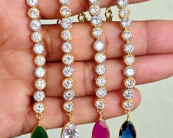Feiner amerikanischer Diamant 2 Tone Maang Tikka, indischer Stirnschmuck, Brautjungfer Schmuck, Maang Tikka, Cz Diamond Tikka, Pakistanischer Schmuck
