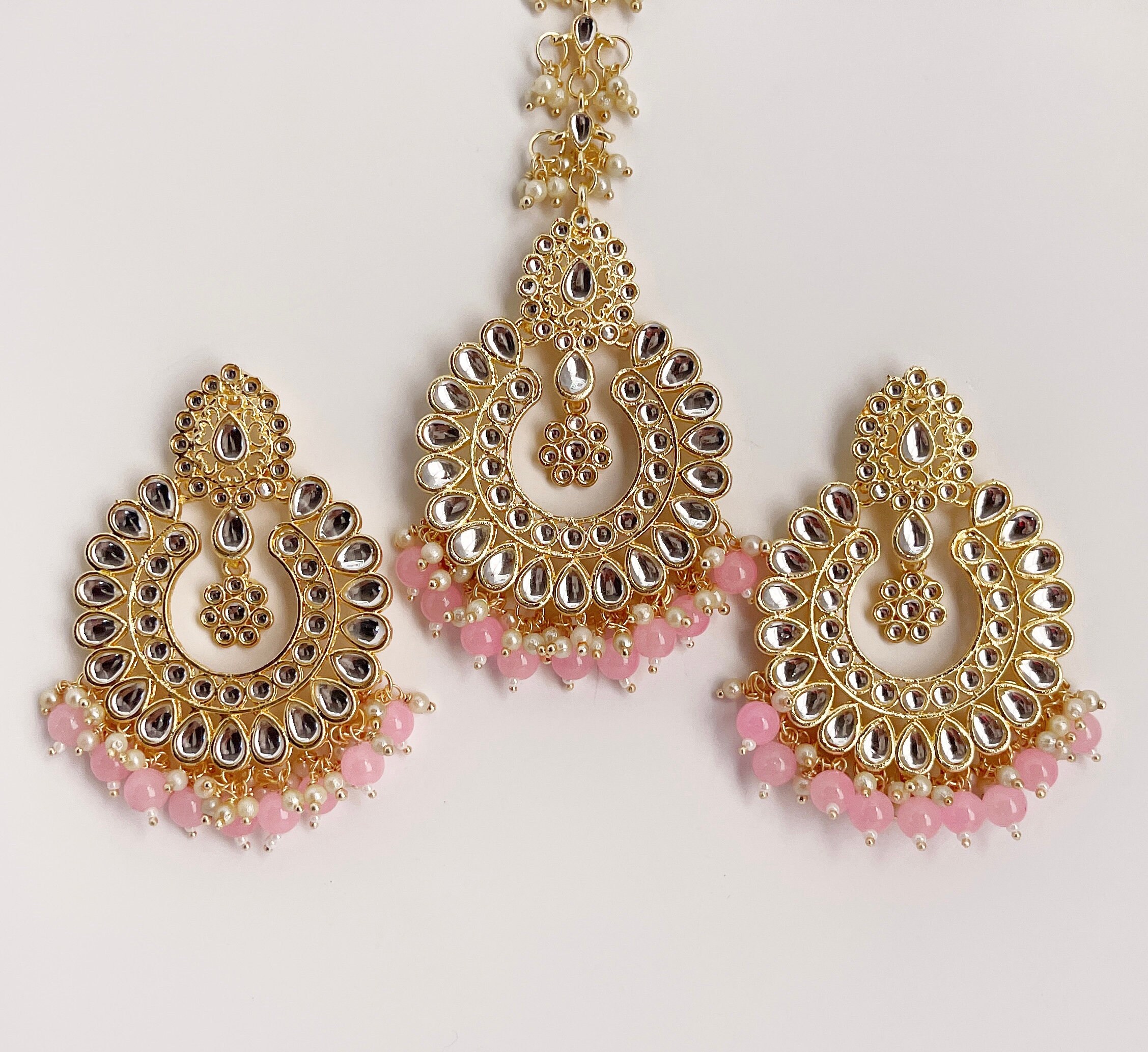 Bridal Pakistani Pearl Mirror Necklace Earrings Maang Tikka Indian Jewellery Box Bridal Pakistani Pearl Mirror Necklace Earrings Maang Tikka Indian Jewellery Box