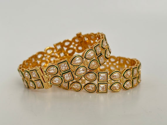 Kundan Bangles Adorned With Real Kundan Work