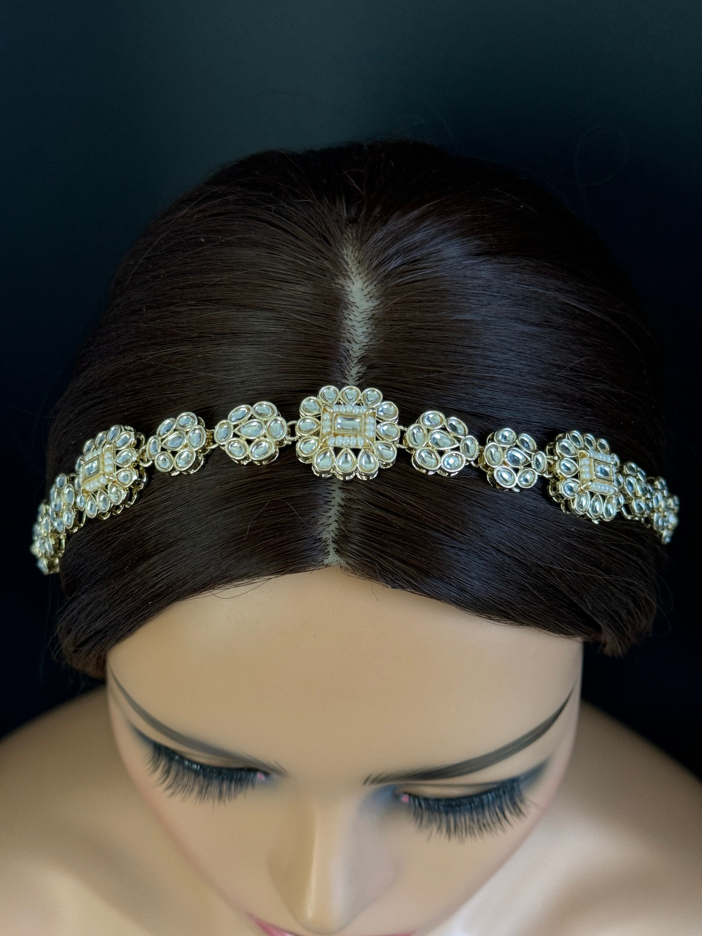 Kundan Head Band/sheesh Phool /indian Bridal Matha Patti/sheesh