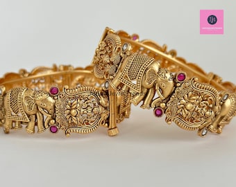 Ruby Gold single Kada bangle 1pc, Indian Amrapali bangles,Antique bangles,Temple Jewelry, South indian bangles Bridal Bangles,Indian Wedding