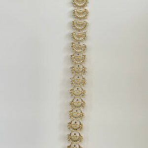 Gold Plated Traditional Handcrafted White Kundan and Pearl Studded Paranda/Hair Braid Pin Choti For Bridal Perfect for Wedding
