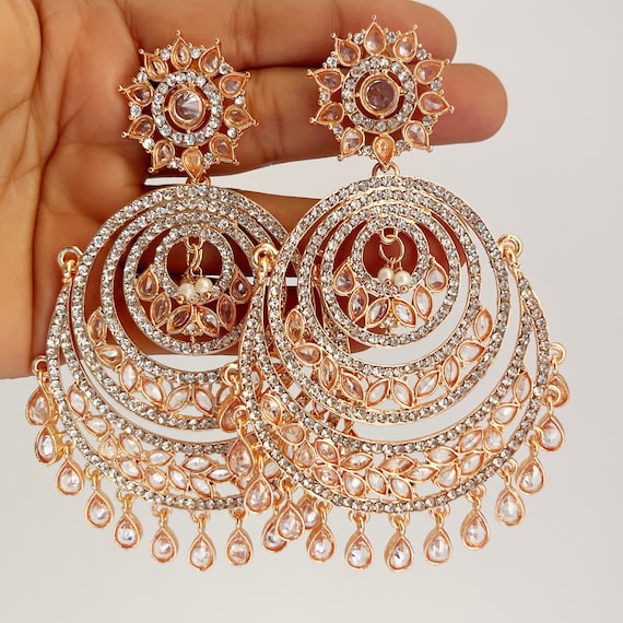 Big Size Jhumka for Peach Color Gown | FashionCrab.com