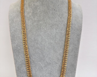 Antique Gold Long Necklace/Indian Necklace/South Indian Necklace/Long Necklace/ Indian Jewelry/Kasu mala/ long Haram, Indian Pakistani Set