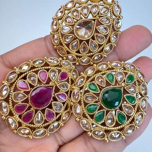 Large Gold plated Polki Ring/Adjustable Ring/Indian Ring/ Pakistani/ Indian Jewelry/Bollywood Jewelry/Indian Wedding jewelry