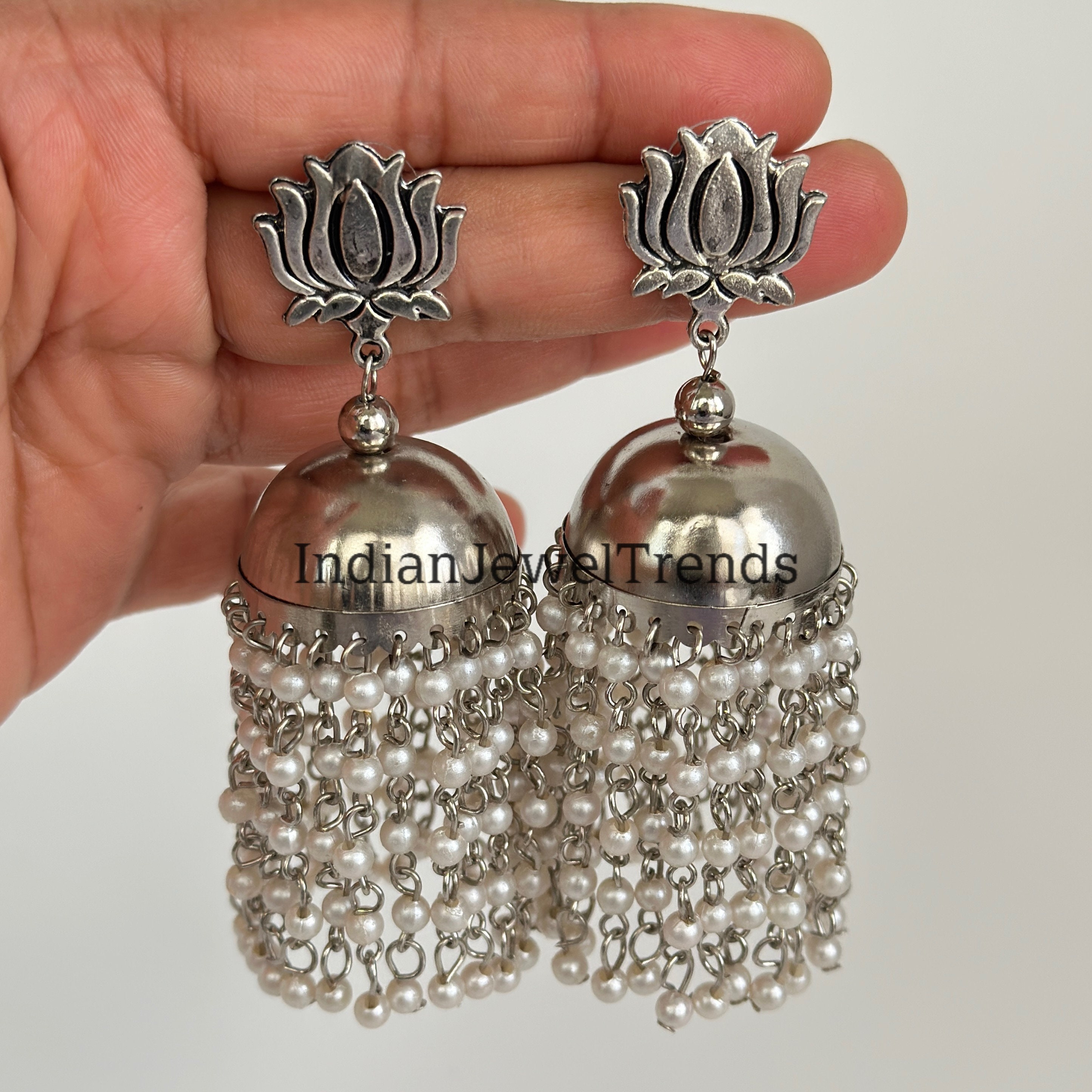 Flipkart.com - Buy VAGHBHATT Fashion Bollywood Traditional Indian Wedding Silver  Jhumka Earrings for women Sterling Silver Jhumki Earring Online at Best  Prices in India