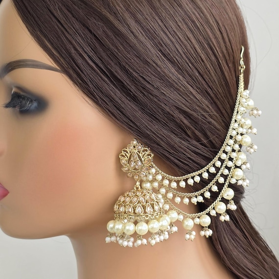 Restocked Bahubali Polki Pearl Jhumka/stone Jhumka/indian Jewelry
