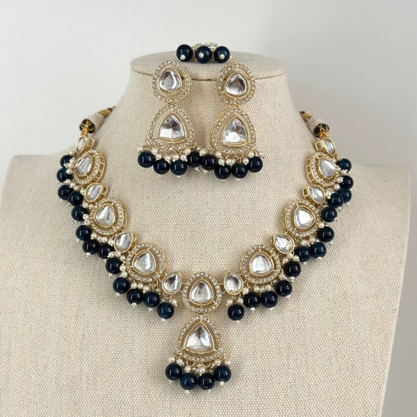 Teal Blue Kundan Necklace Set/ Kundan Choker/ Bollywood Jewelry/ Indian jewelry/ Pakistani necklace/ punjabi necklace/bridal/indian wedding