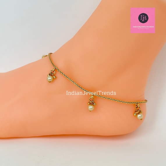 Gold Plated Anklet Pair payal moti Payal jhanjran panjeb pajeb indian Traditional Anklets indian Jewelry Pakistani Jewelry Boho Jewelry Etsy Canada