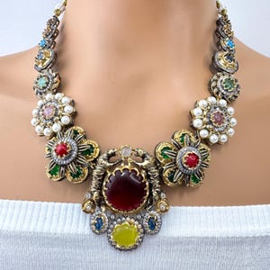 Multi Victorian Sabyasachi inspired semi preciuos muti stones Pendant Necklace,Indian Bridal Jewelry,Bollywood Sabyasachi Necklace, designer
