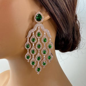 Restocked Rose Gold Diamond Earrings/Victorian earrings/Statement Earrings/CZ Earrings/ Indian Jewelry/ Sabyasachi Earrings/ Indian earrings