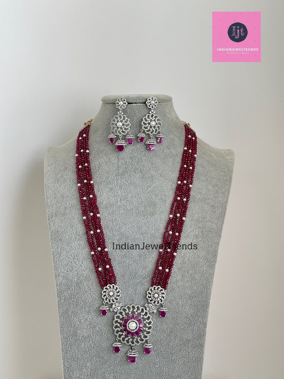 Ruby beads mala with pendant deals