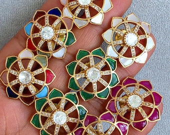 Antiek gouden moissaniet polki-oorknopjes – Indiase Victoriaanse diamant Cz