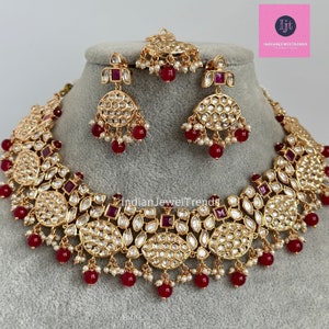 Ruby Tyaani Kundan Bridal Necklace,Gold kundan choker,Wedding necklace,Bridal Jewelry,Pakistani Jewelry,Punjabi Jewelry,Fine Kundan Jewelry