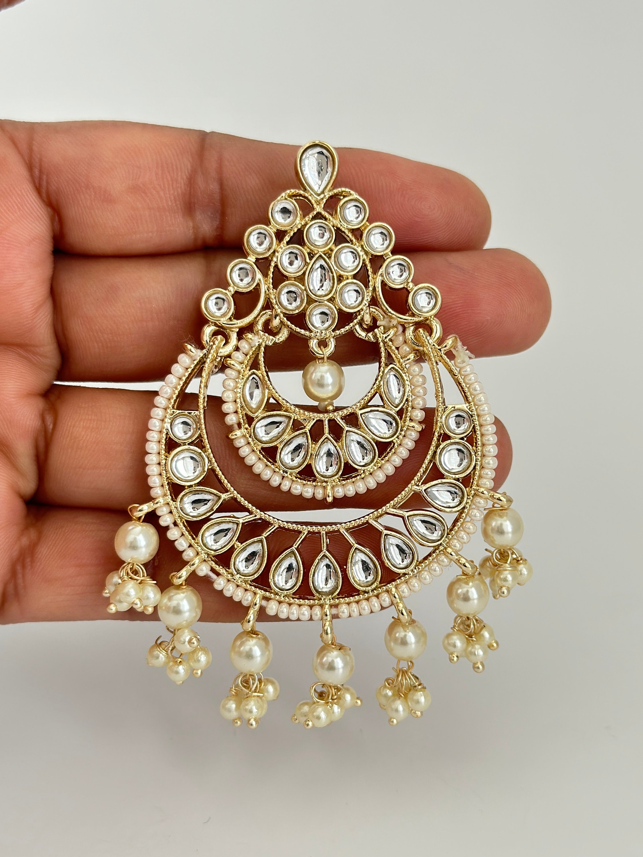 Gold Plated Kundan Chandbali Earrings Design by Shlok Jewels at Pernia's  Pop Up Shop 2024
