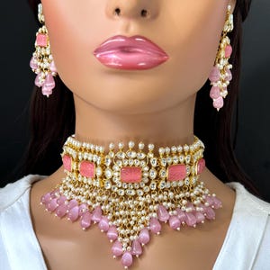 Pink Bridal Pacchi Kundan Choker/ Premium kundan set/Bollywood Jewelry/Indian jewelry/Pakistani necklace/bridal necklace/indian wedding