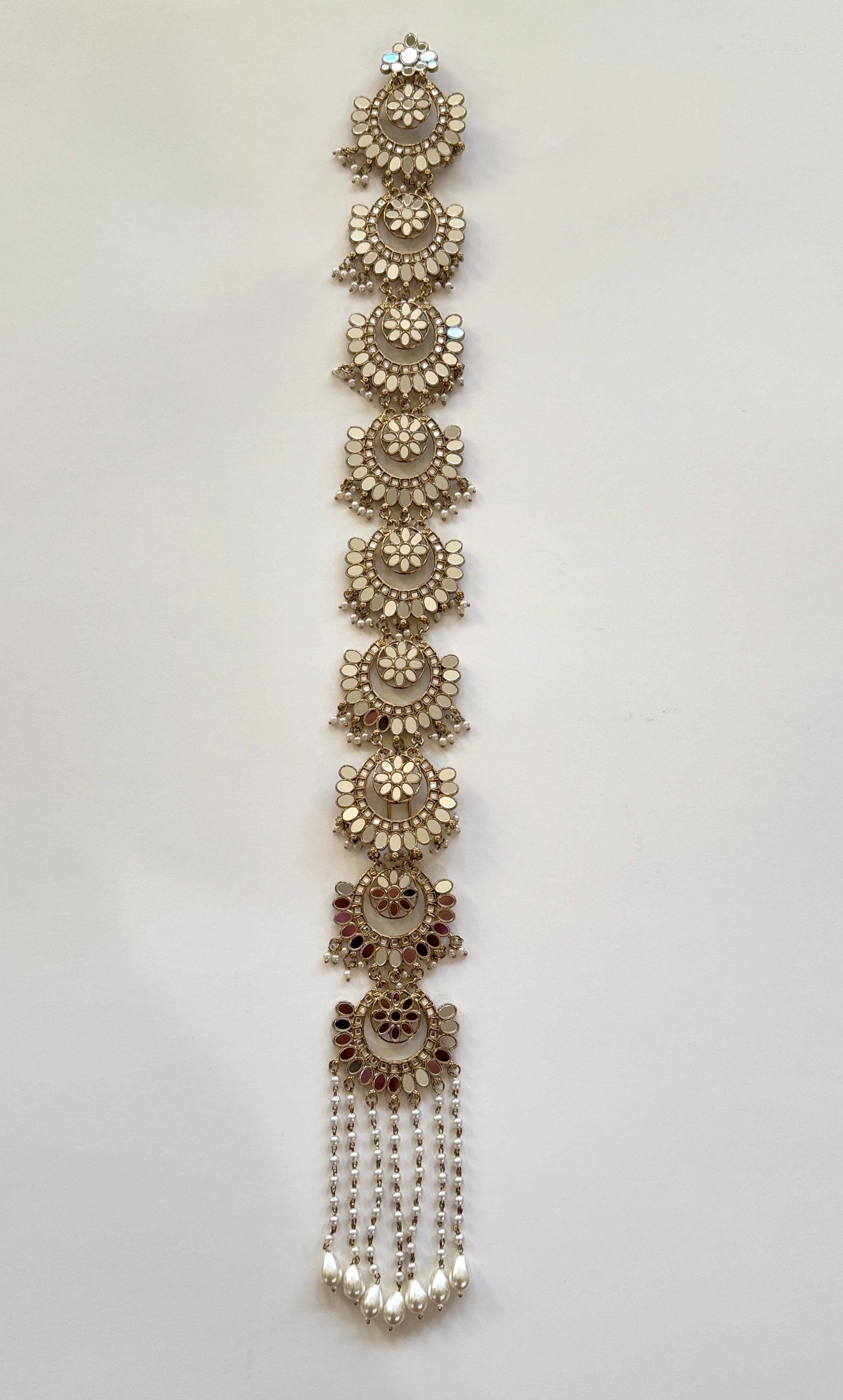 Mirror Kundan Choti /Braid Choti /Indian Bridal Choti /Kundan Hair accessories/Indian Wedding/Bridal Kundan Hair accessories, Mirror Jewelry