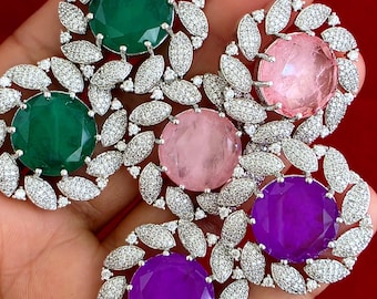 Doublet CZ diamanten oorknopjes /Indiase sieraden /Statement oorknopjes/Victoriaanse oorknopjes/Cz oorknopjes/diamanten oorknopjes