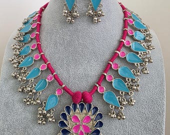 Afghani Necklace /oxidized Necklace/Oxidized Indian Jewelry/Boho Jewelry/Bib Necklace/Afghan necklace/Afghani jewelry/gypsy necklace
