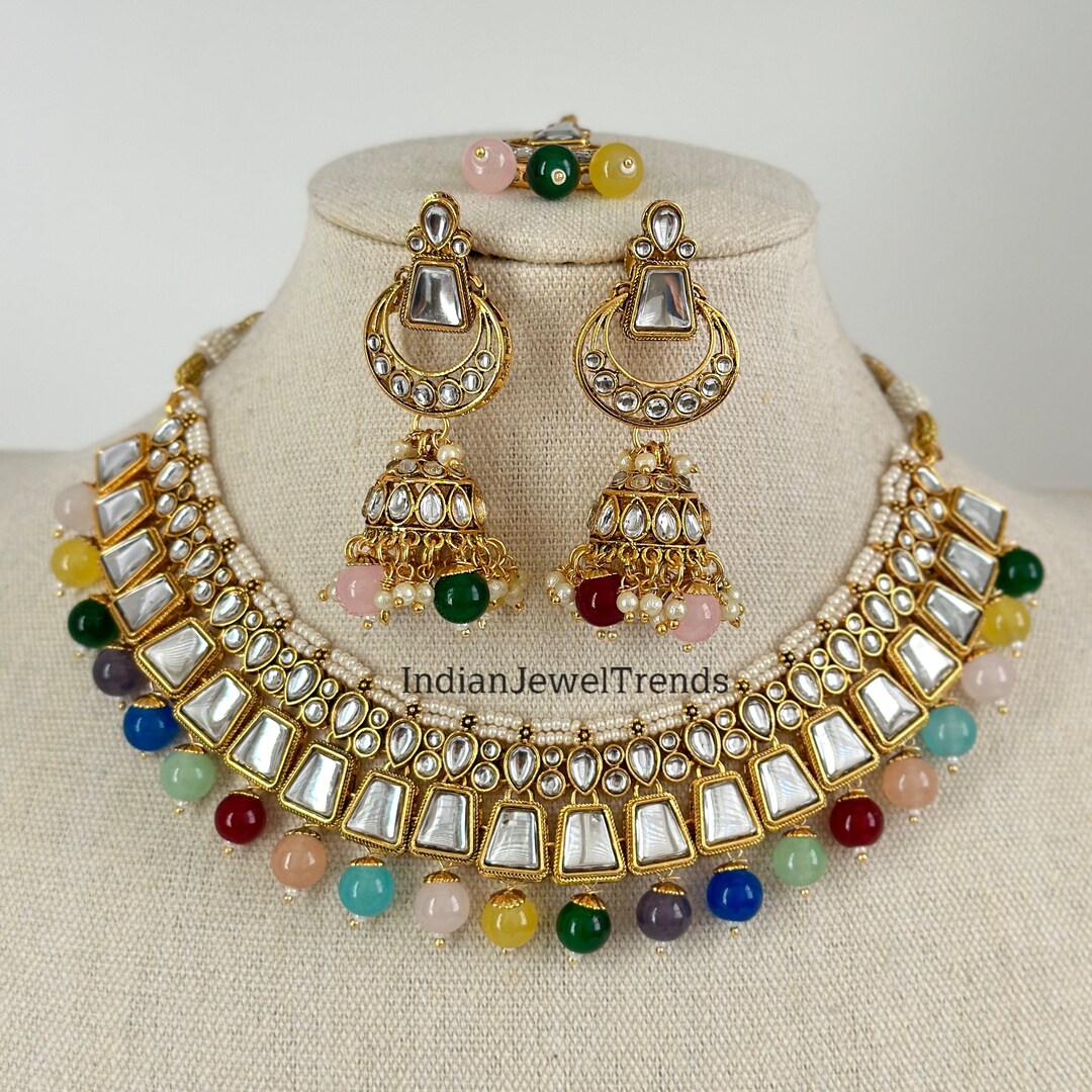 Indian/Pakistani Kundan Multi colour Flower Style Bangles Size 2.8 main image 1
