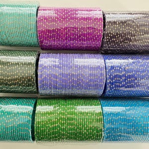 Bollywood Style Indian Fancy Thin Metal Bangles/Colorful gold dust/Glitter/Bridal/Wedding/Pakistani/Festive/Return Gift/36 PCs/ 3 Dozen set