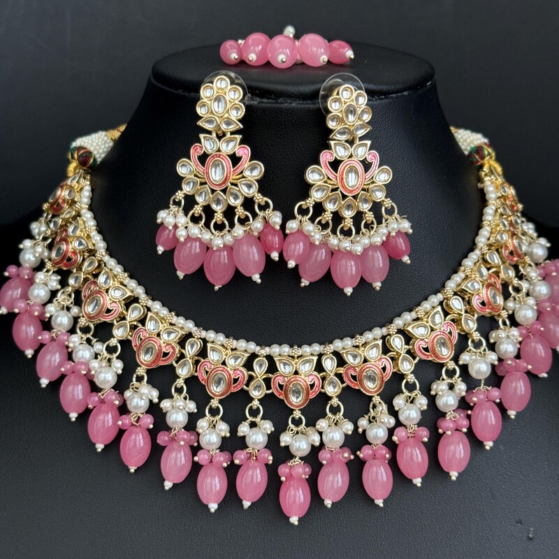 Chand Pink Kundan Tribal Necklace