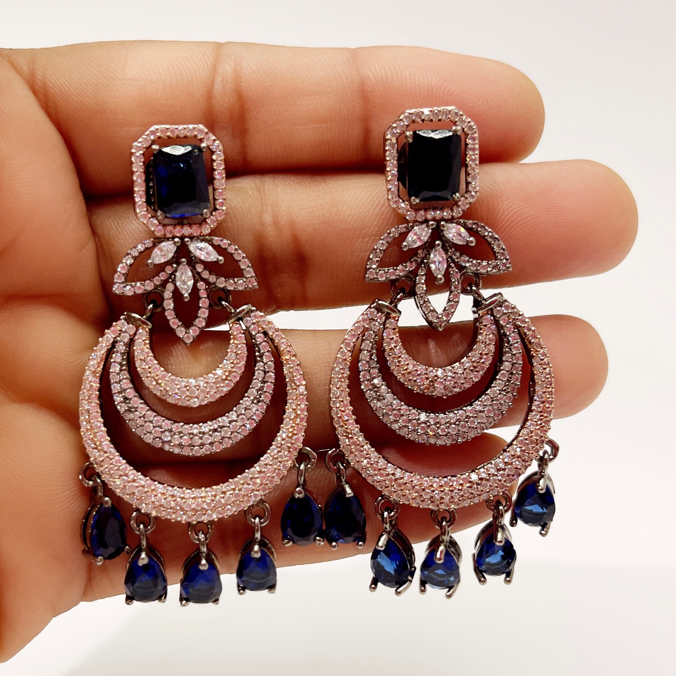 American Diamond Earrings/indian Jewelry/pakistani Jewelry
