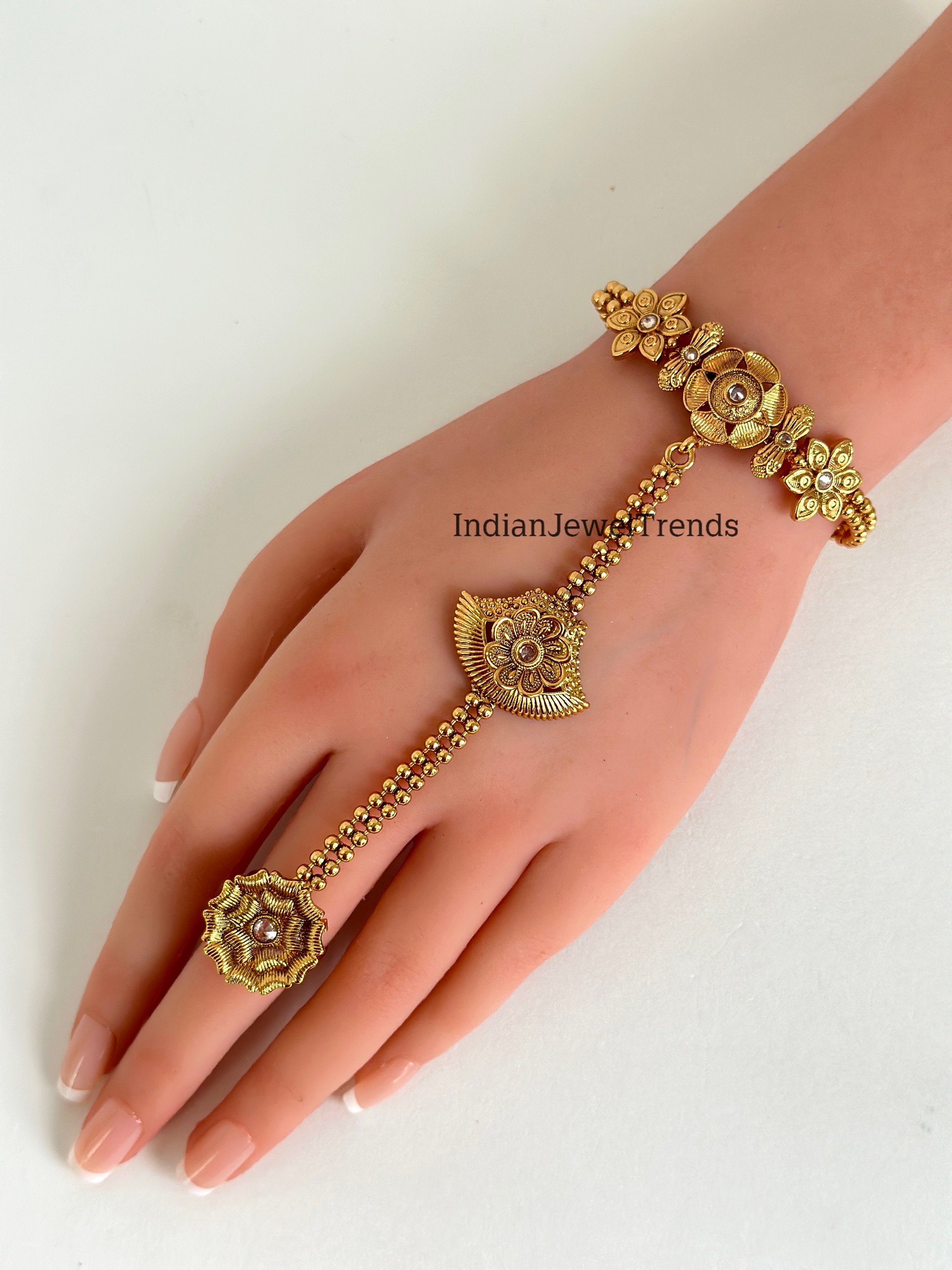 Cheap SUNSPICE MS Antique Gold Color Turkish Bracelet Link Ring for Women  Vintage Indian Wedding Jewelry Kids Festival Gift | Joom