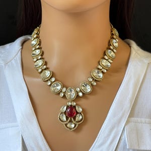 Ruby victorian uncut Polki Kundan necklace, Sabyasachi Designer necklace,Bollywood, Indian Pakistani Jewelry for Wedding, bridal