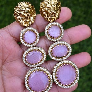 Kareena Kapoor Sabyasachi-inspirierter Monalisa Stein und CZ Ohrringe, viktorianische Ohrringe, Designer Ohrring Sabhyasachi Schmuck, Statement Ohrringe