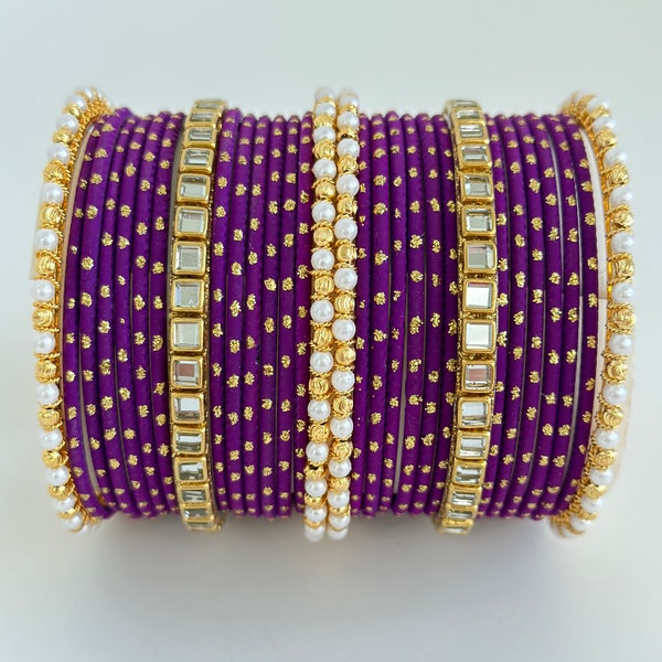 Purple Bollywood Style Indian Fancy Bangles set/Punjabi bangles Set/Bridal bangles/Wedding bangles/Pakistani bangles/Stone Bangles/Bridal