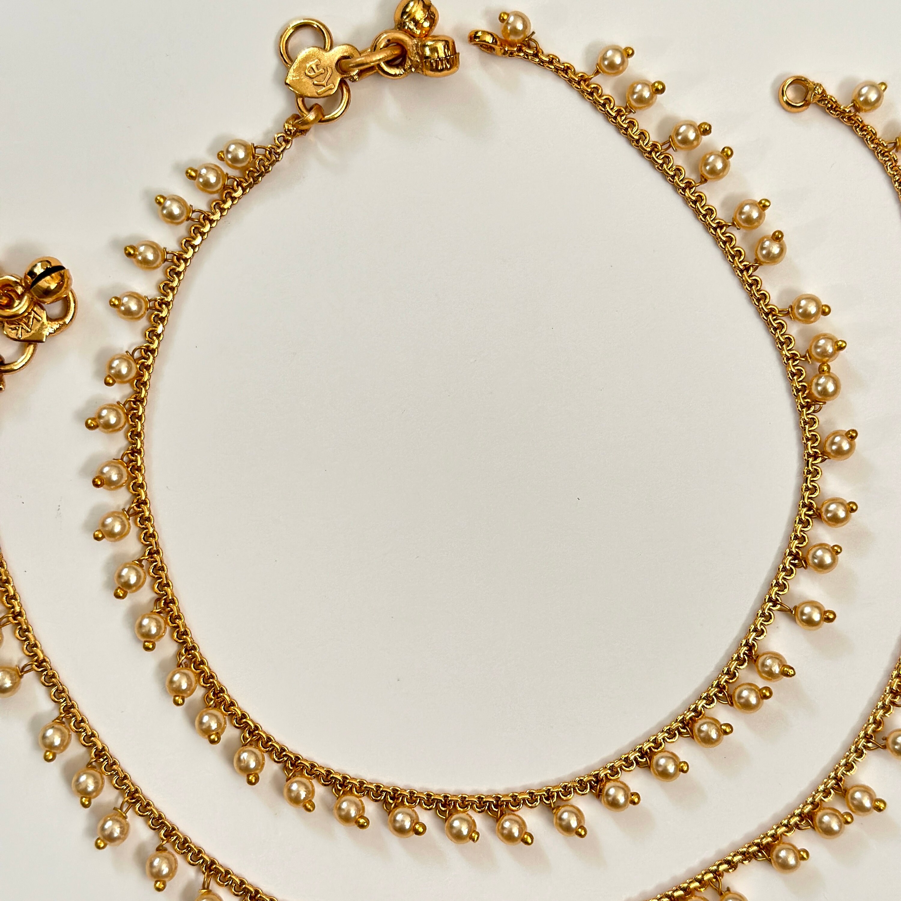 Gold Plated Anklet Pair/Payal/Moti Payal/Jhanjran/Panjeb/Pajeb.