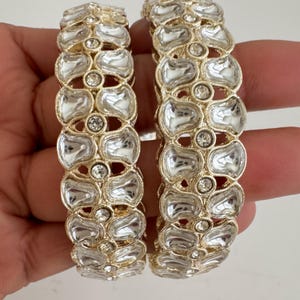 Kundan Bangles Set(2 Pc)/Indian bangles/Punjabi Pearl bangles Set/Bridal bangles/wedding jewelry, Indian Pakistani Jewelry
