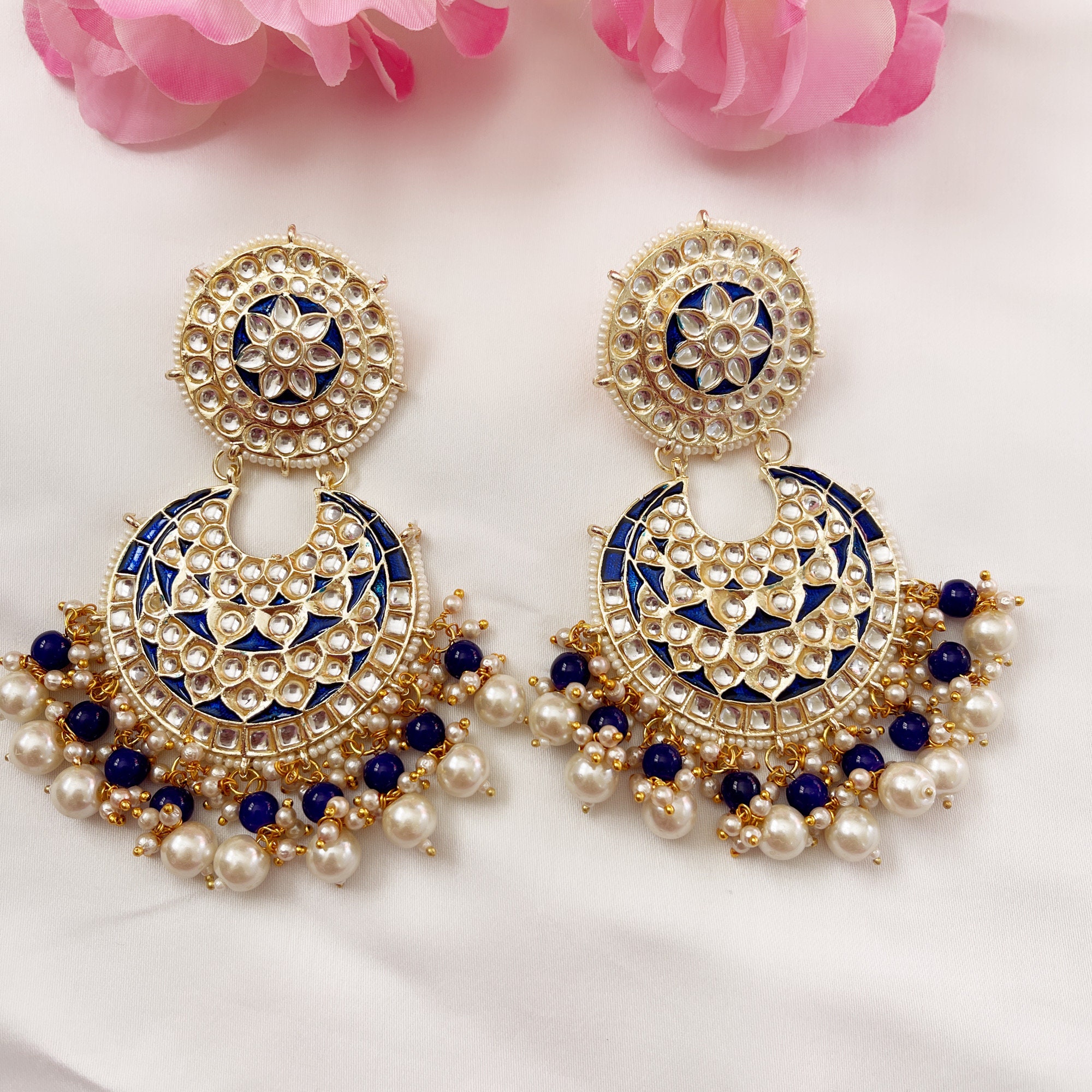 Sonam Kapoor earrings KundanChandbali Earrings Set Gold Toned | Etsy