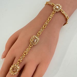 Gold Polki Hath Paan/Bracelet/Haath phool/Hathh Panja/finger Hand bracelet/Bridal Jewelry/hand harness/Indian Hand Jewelry/wedding jewelry